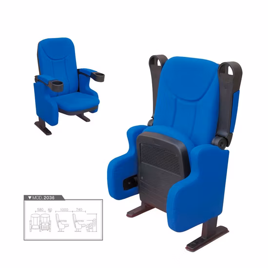 Modern Grey Functional Public Office Room School Church Seating Fabric Cinema Chair