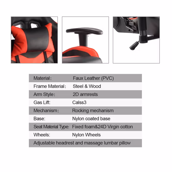 Cadeira giratória ajustável para computador, couro esportivo, móveis de escritório, cadeira para jogos